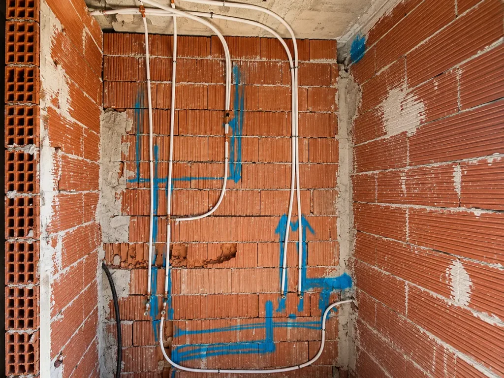 Instalación de tuberías de fontanería en Castellón durante una reforma de vivienda.v